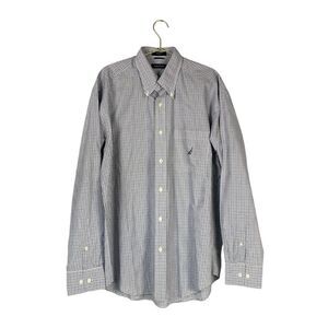 Nautica Mens100% Cotton Dress Shirt‎ Blue Checkered Lg Tall 532